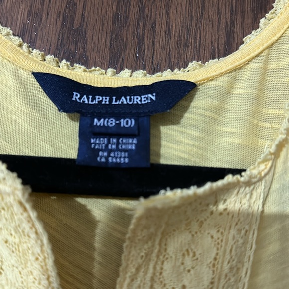 Ralph Lauren Girl's Sleeveless Dress size 8-10 100% Cotton Lace Detailing - Picture 2 of 5